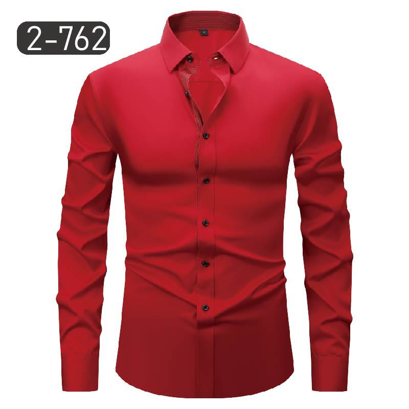 Men's Dress Shirts Formal Business Long Sleeves Elastic Slim Casual Shirts Tops - Picture 17 of 27