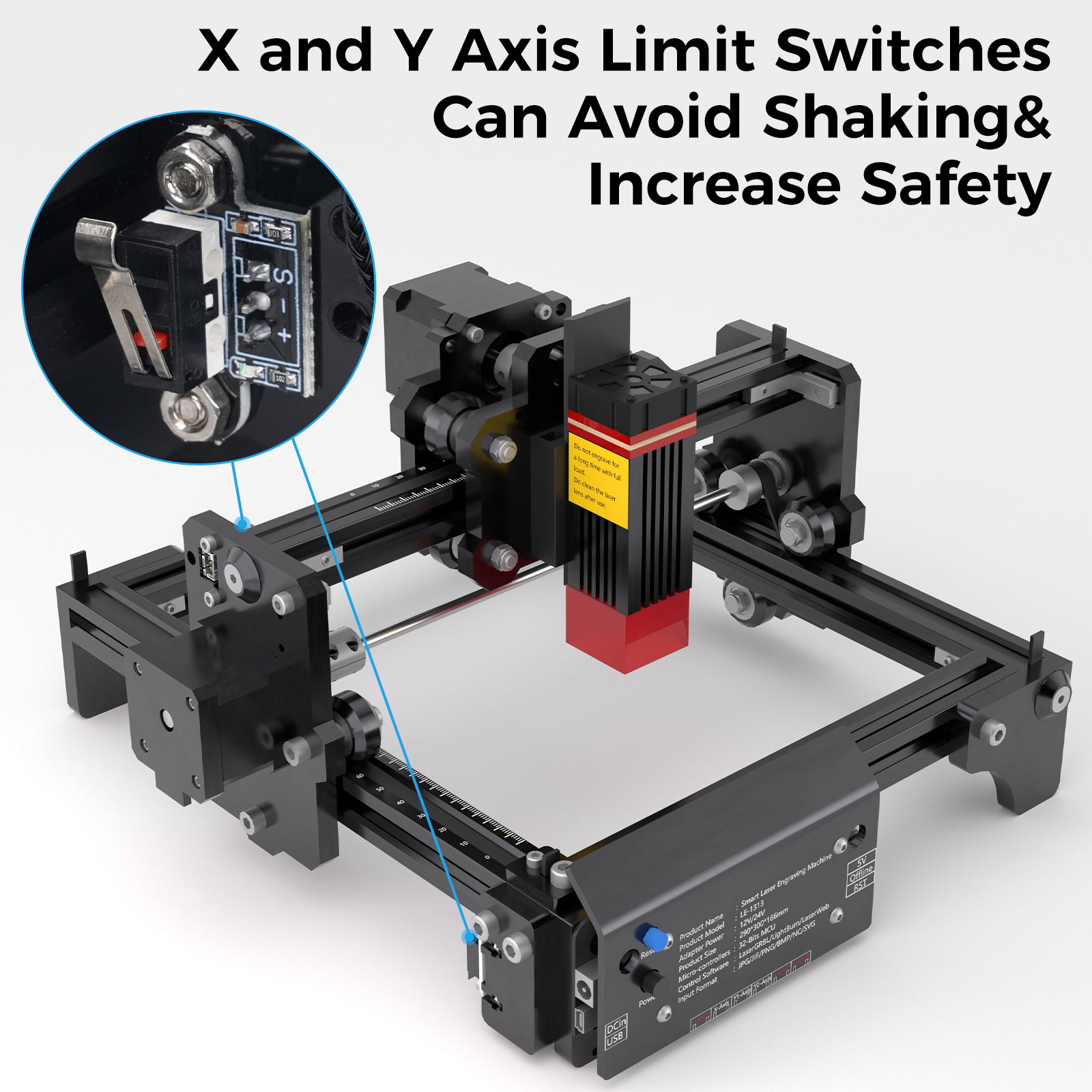 LUNYEE Mini Laser Engraving Machine 2.5W CNC Engraving Working Area 130*130mm