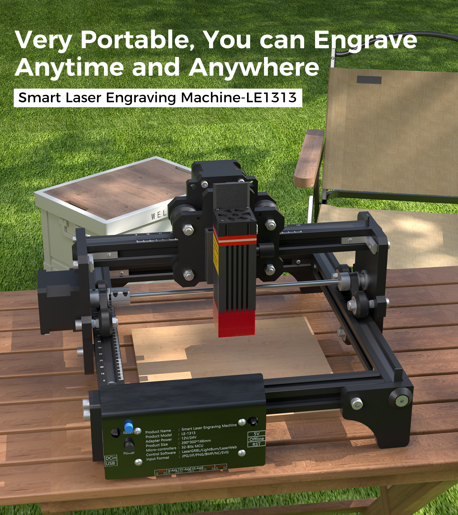 LUNYEE Mini Laser Engraving Machine 2.5W CNC Engraving Working Area 130*130mm