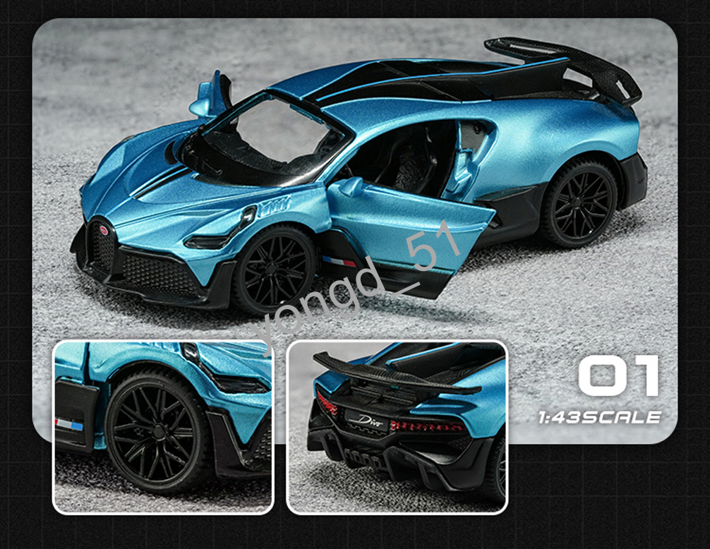 TSC 1:43 Bugatti Divo Motorsport Modell Blau/Kohlengrau Druckgussmetall Sammlung - Picture 7 of 8