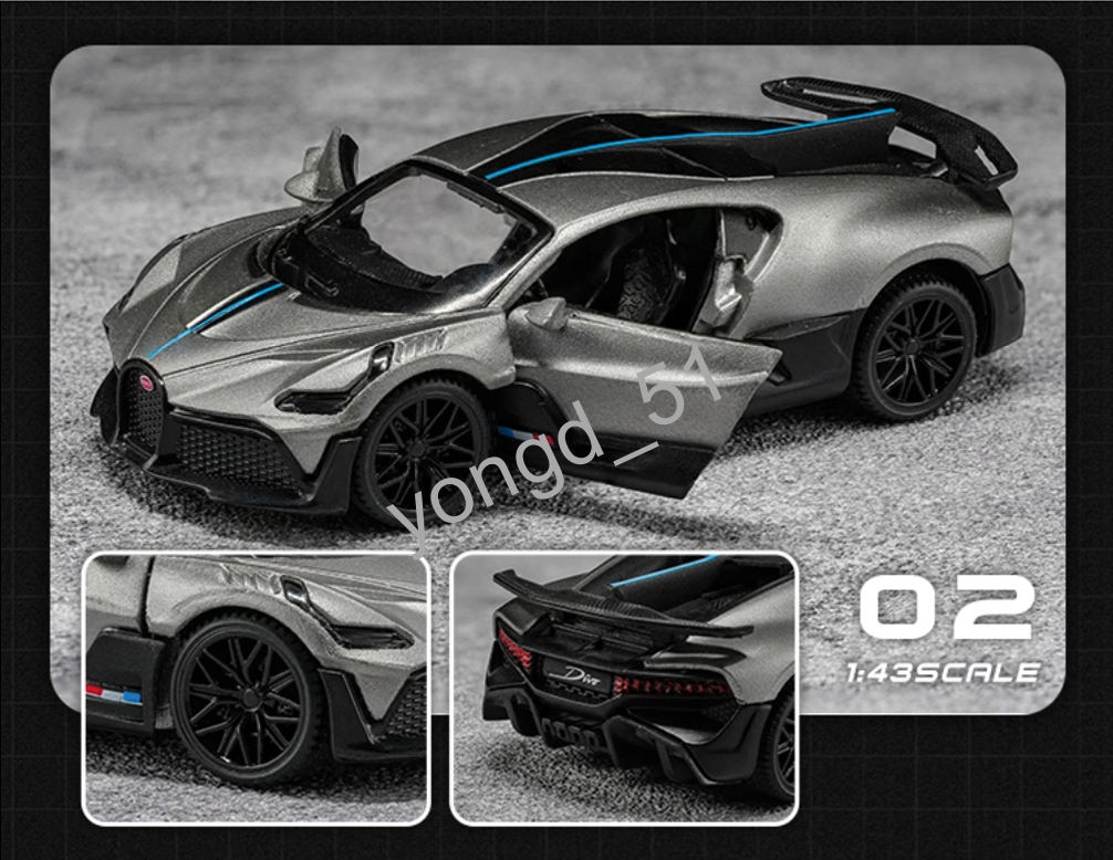TSC 1:43 Bugatti Divo Motorsport Modell Blau/Kohlengrau Druckgussmetall Sammlung - Picture 8 of 8