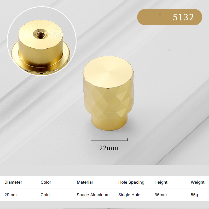 Gold Diamond Texture Cabinet Pull Drawer Handle Aluminum Alloy for Wardrobe Kit