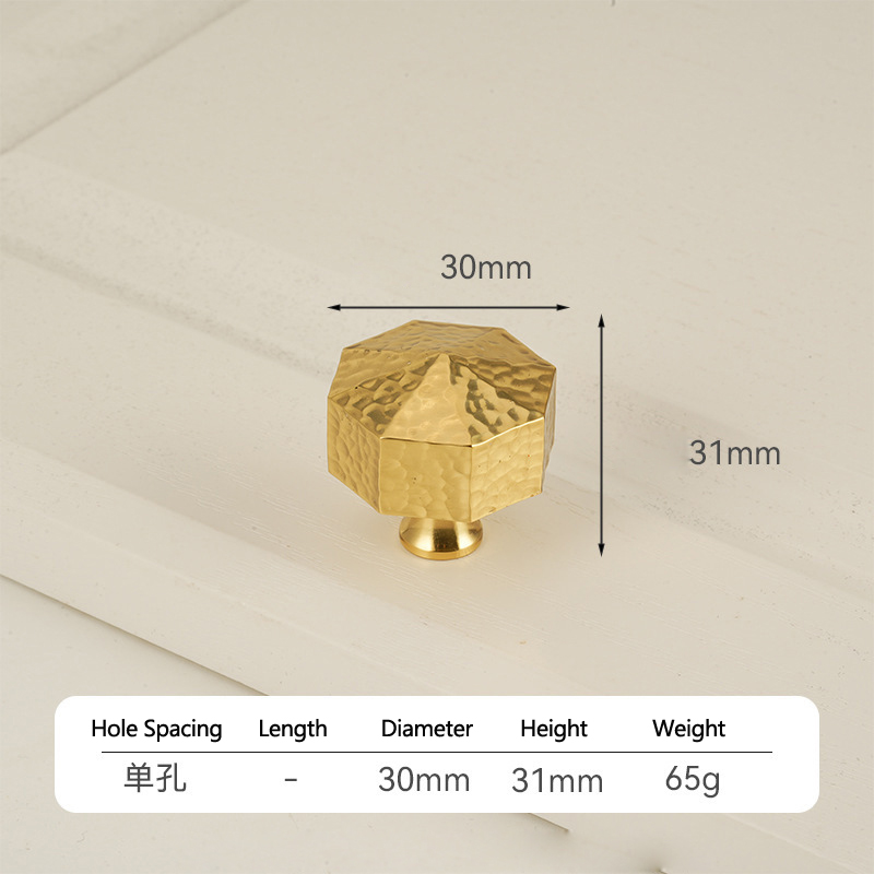 Solid Brass Hammered Cabinet Pull Knob American Drawer Wardrobe Door Handle