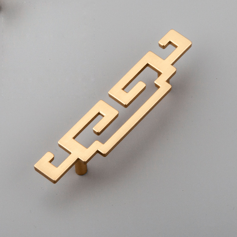 Zinc Alloy Chinese Geometric Cabinet Pull Retro Wardrobe Drawer Door Handle