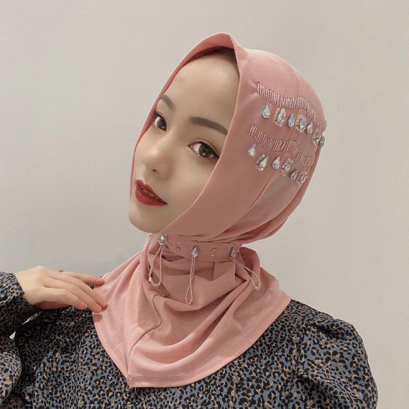 Islamic Beaded Hijab Arab Fashion Turban Muslim Ladies