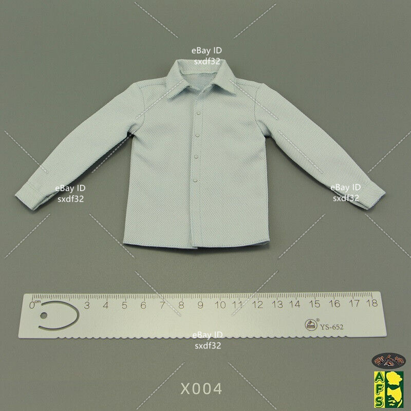 1/6 Light Blue Shirt Long Sleeve T-Shirt Top Male Clothes Fit 12 '' Figure Body