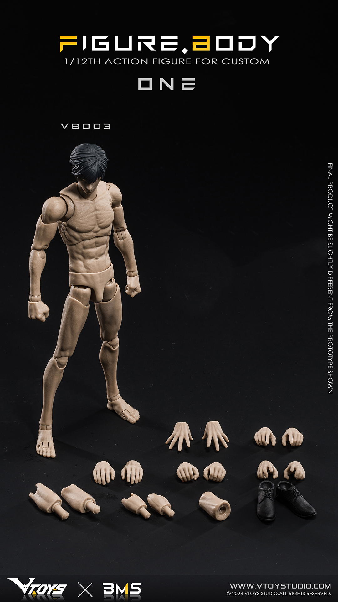 VTOYS X BMS 1:12 Male Flexible Doll 6" Action Figure Jointed Body w/ Head Model - Picture 17 of 17