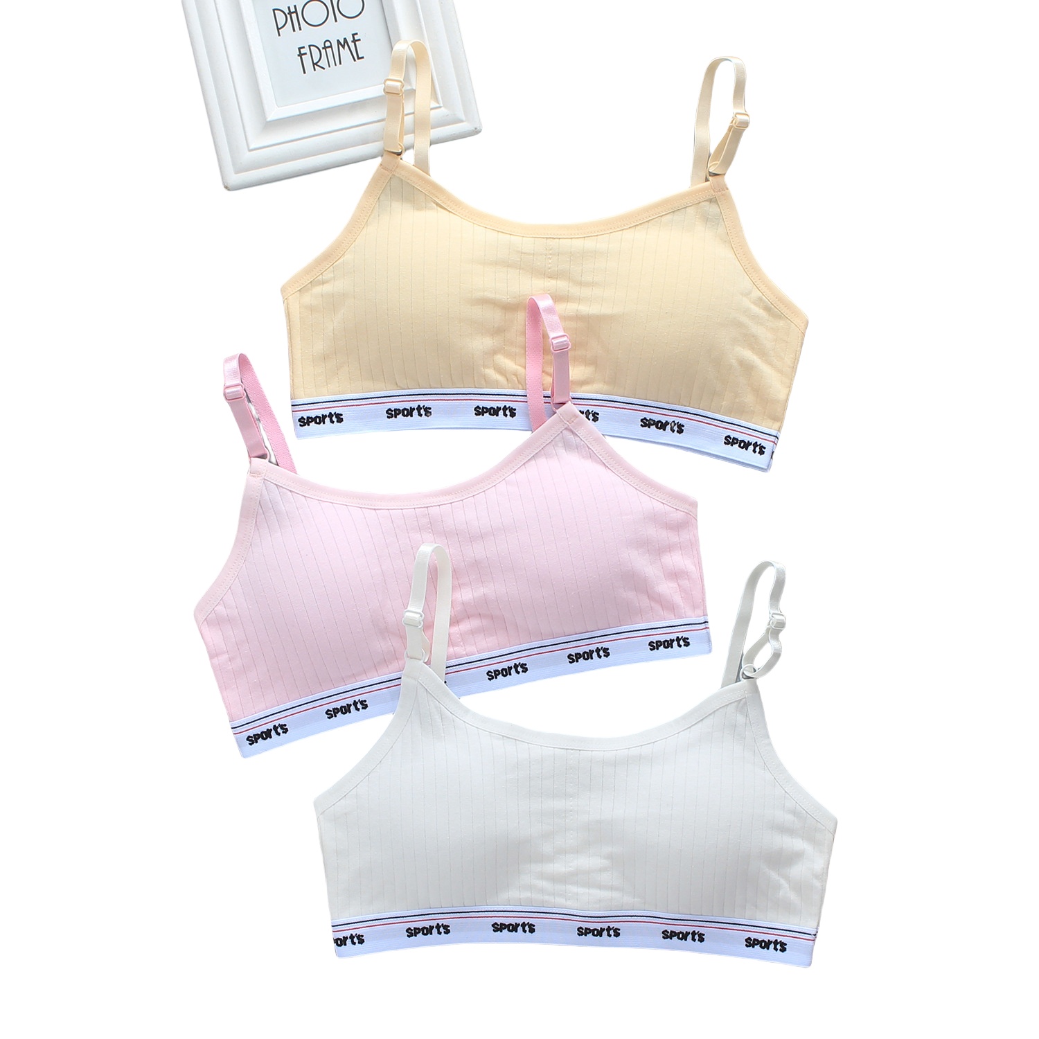 3 Pcs Cotton Puberty Teenage Breathable Underwear Sport Training Bra Tops 8 - 14 - Picture 14 of 14