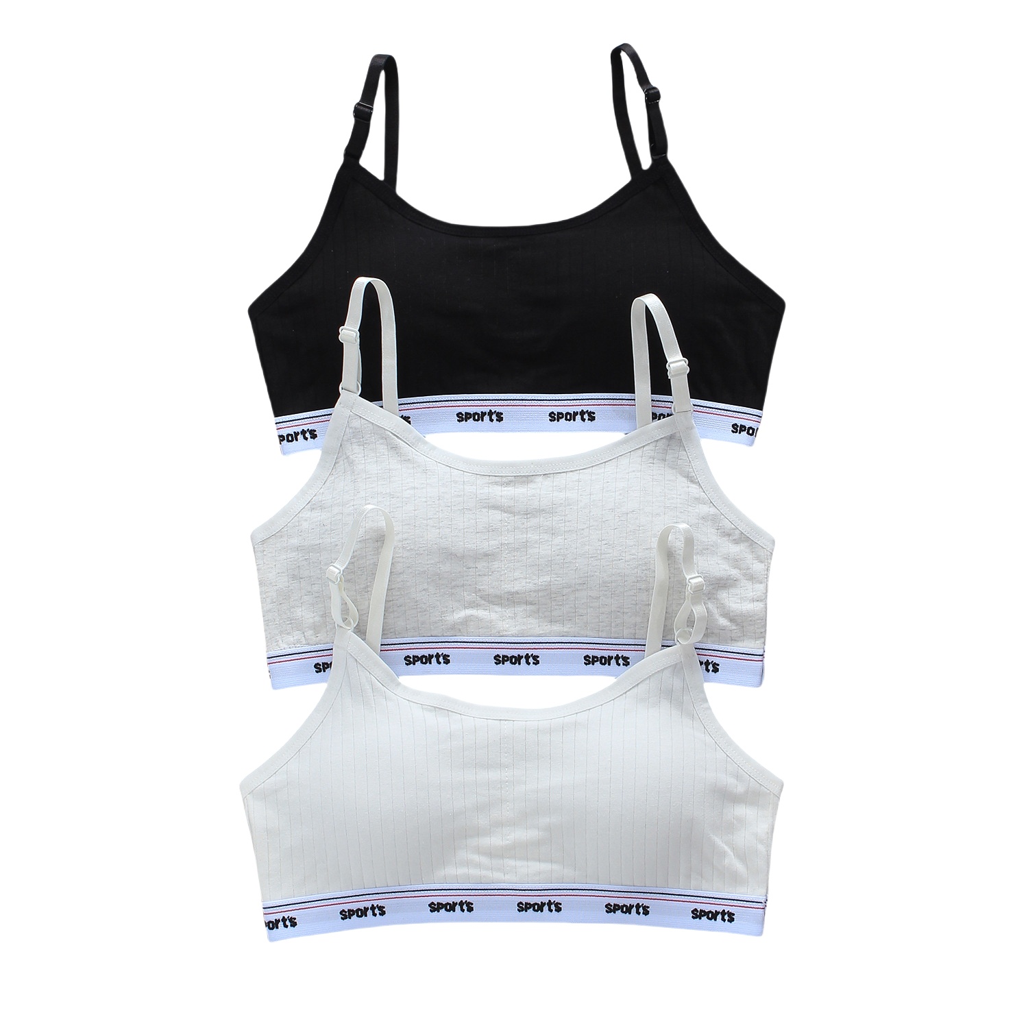 3 Pcs Cotton Puberty Teenage Breathable Underwear Sport Training Bra Tops 8 - 14 - Picture 13 of 14
