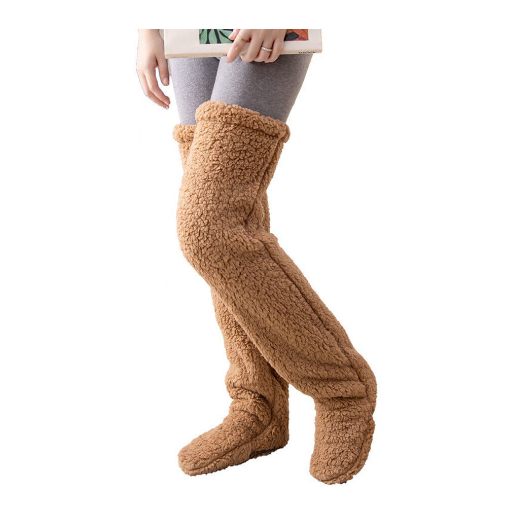 Legs Socks Over Knee High Fuzzy Plush Slipper Stockings Furry Long Leg Warmers