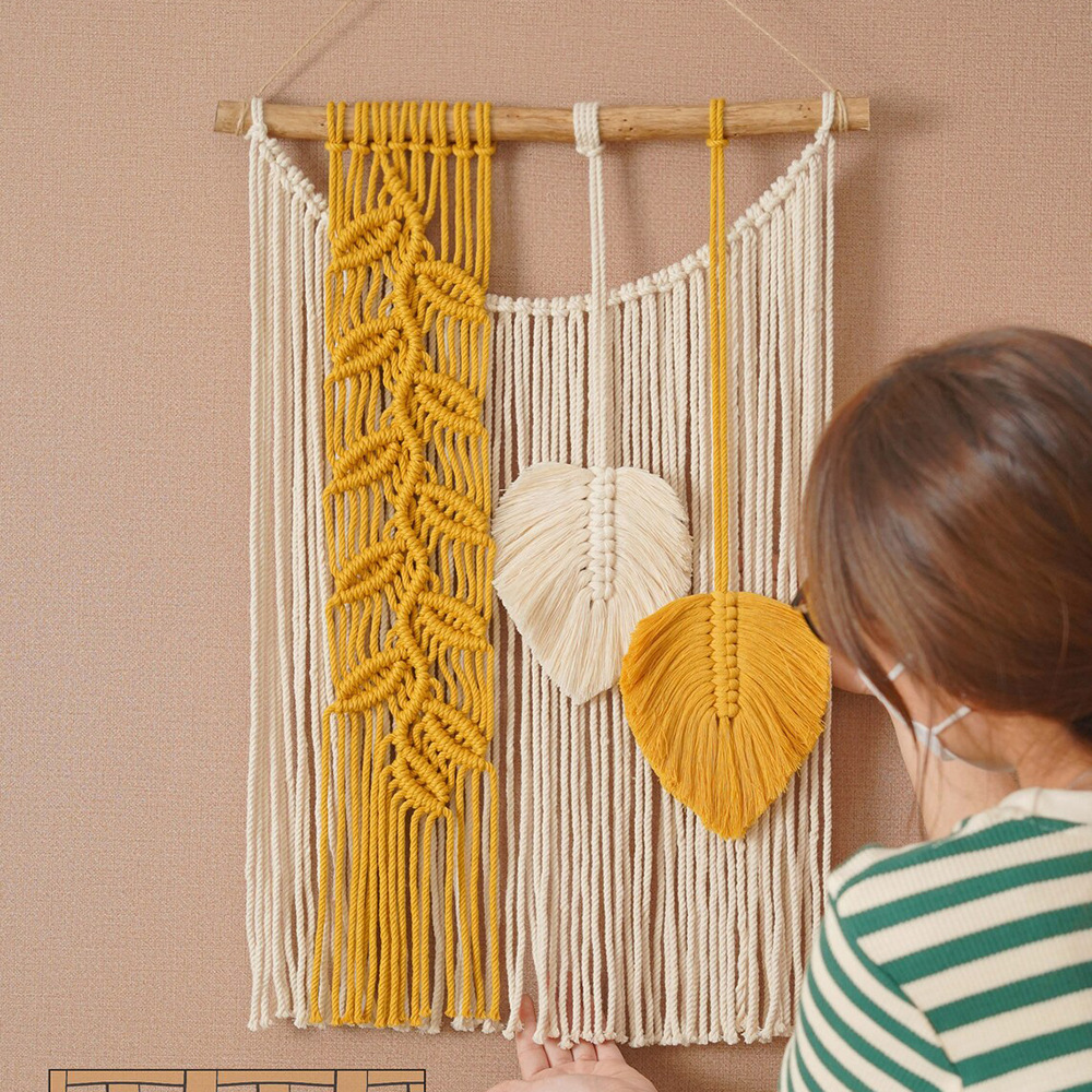 Boho Handmade Wall Hanging Tassels Leaf Tapestry Macrame For Electric Meter Box - Picture 9 of 11