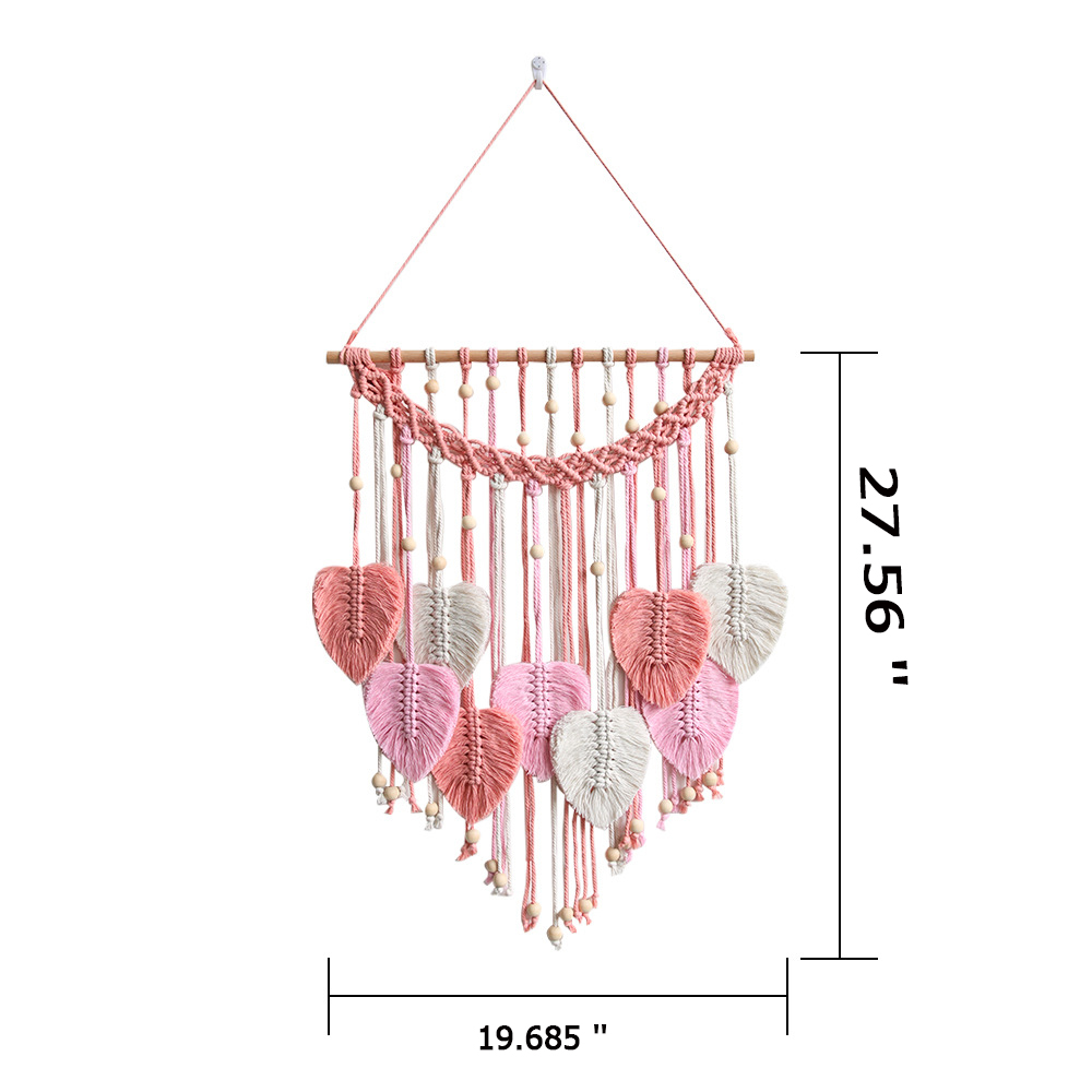 Large Macrame Wall Hanging Boho Woven Tapestry Handmade Leaf Wall Art Decoration - Picture 14 of 16