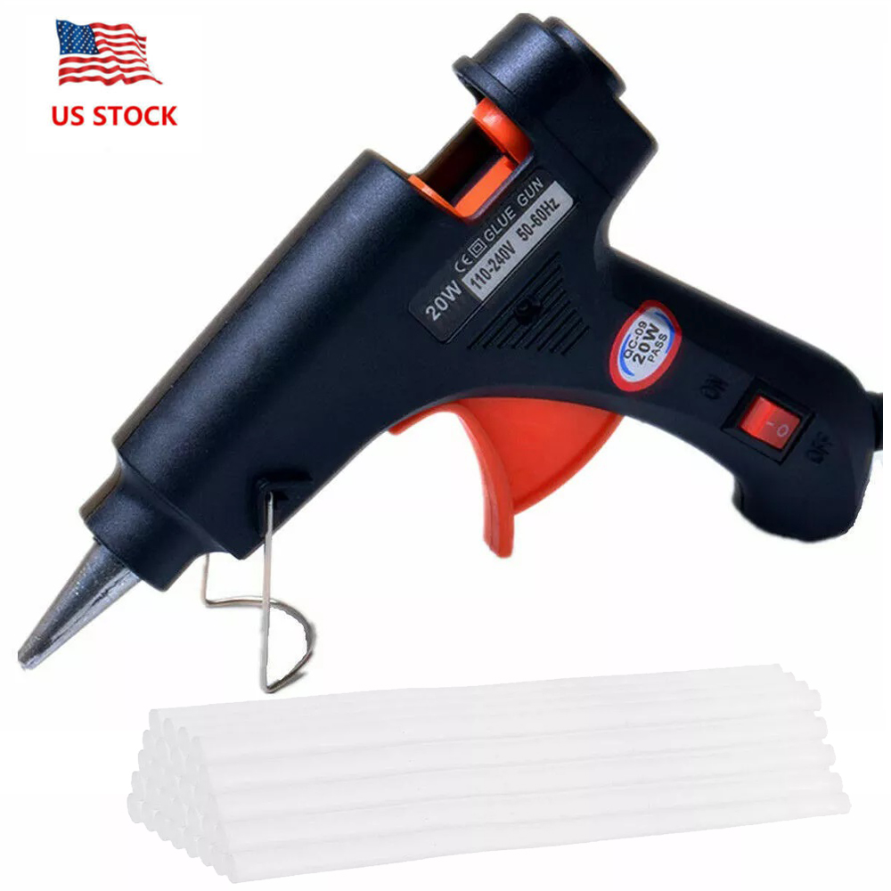 20W Hot Melt Glue Gun Repair Tools Heat Gun with 10Pcs Sticks for DIY Sealing US