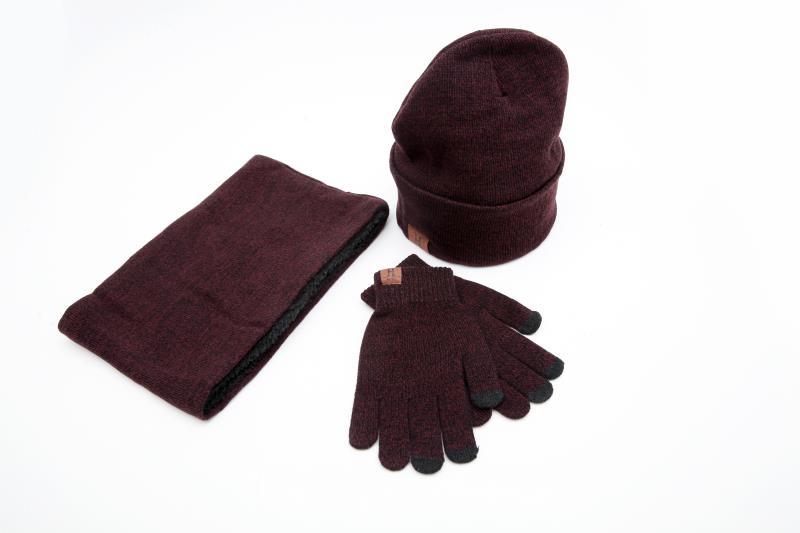 Winter Knitted Beanie Hat Cap Neck Warmer Scarf & Touchscreen Gloves Set Fleece - Picture 18 of 19