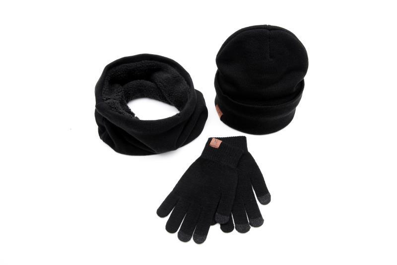 Winter Knitted Beanie Hat Cap Neck Warmer Scarf & Touchscreen Gloves Set Fleece - Picture 15 of 19