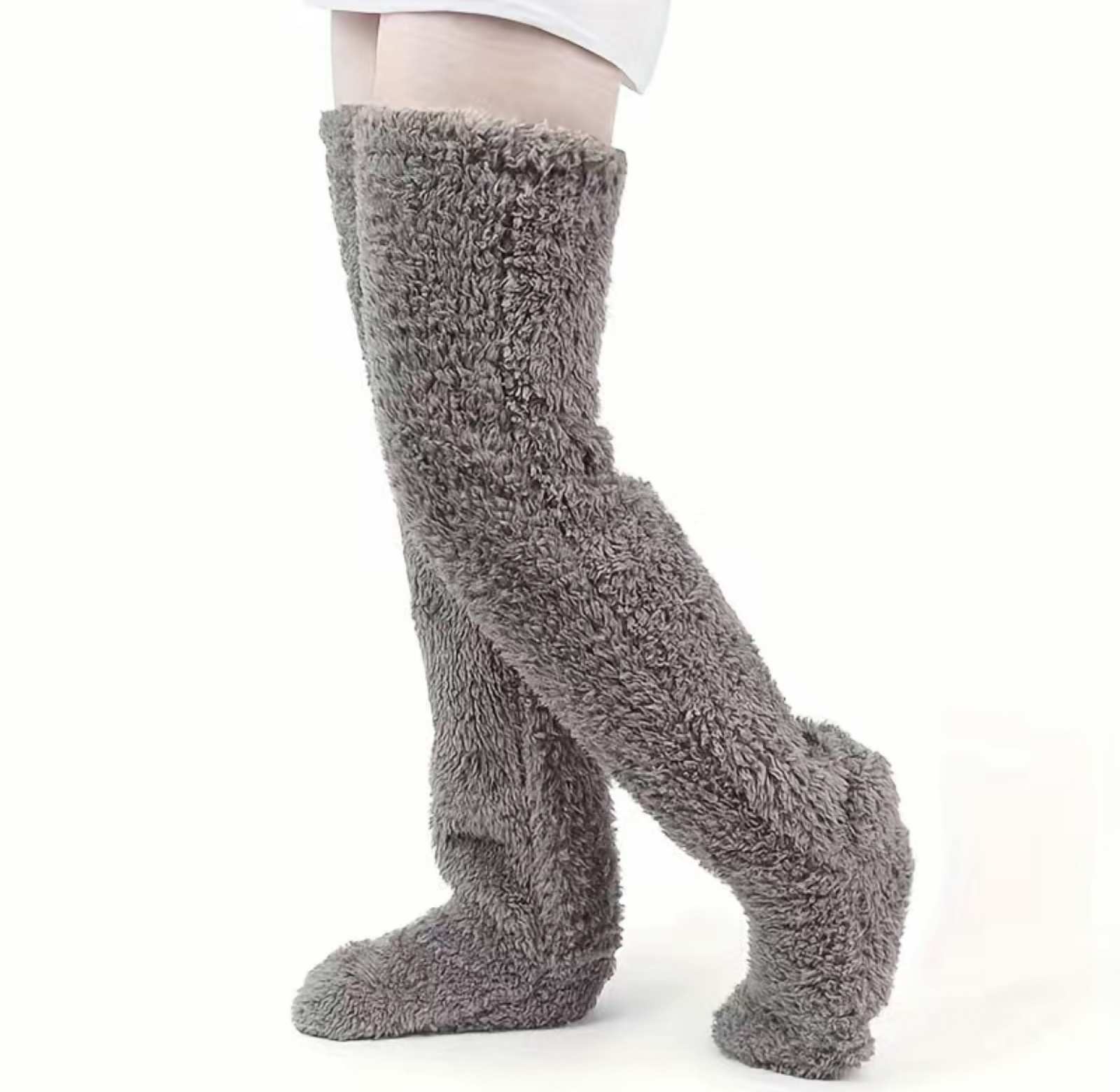 Over Knee Legs Socks Stockings High Fuzzy Plush Slipper Furry Long Leg Warmers - Picture 31 of 32