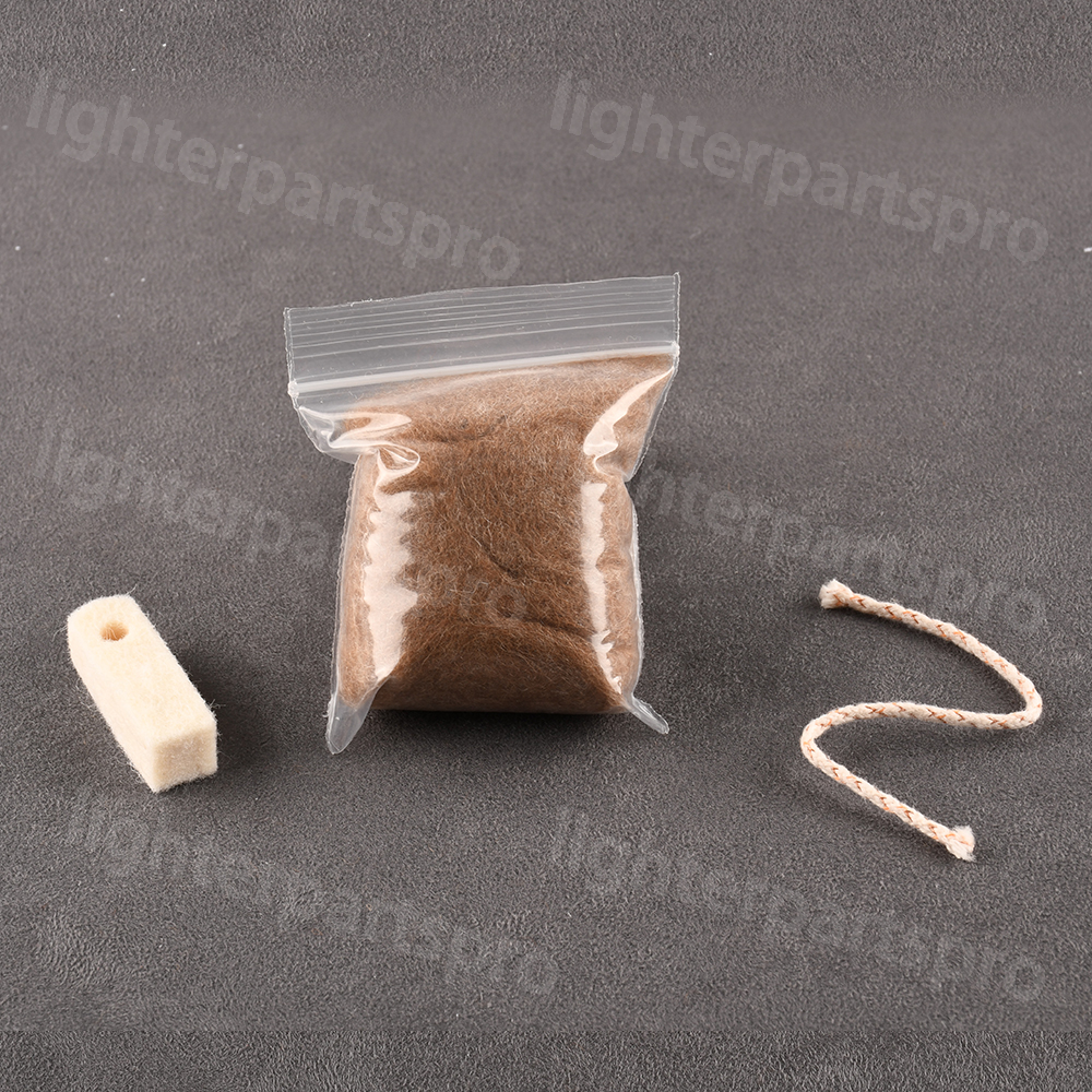 Camel Hair Wadding, Copper Wire Cotton Wick, and Felt Pad for Zippo Lighters