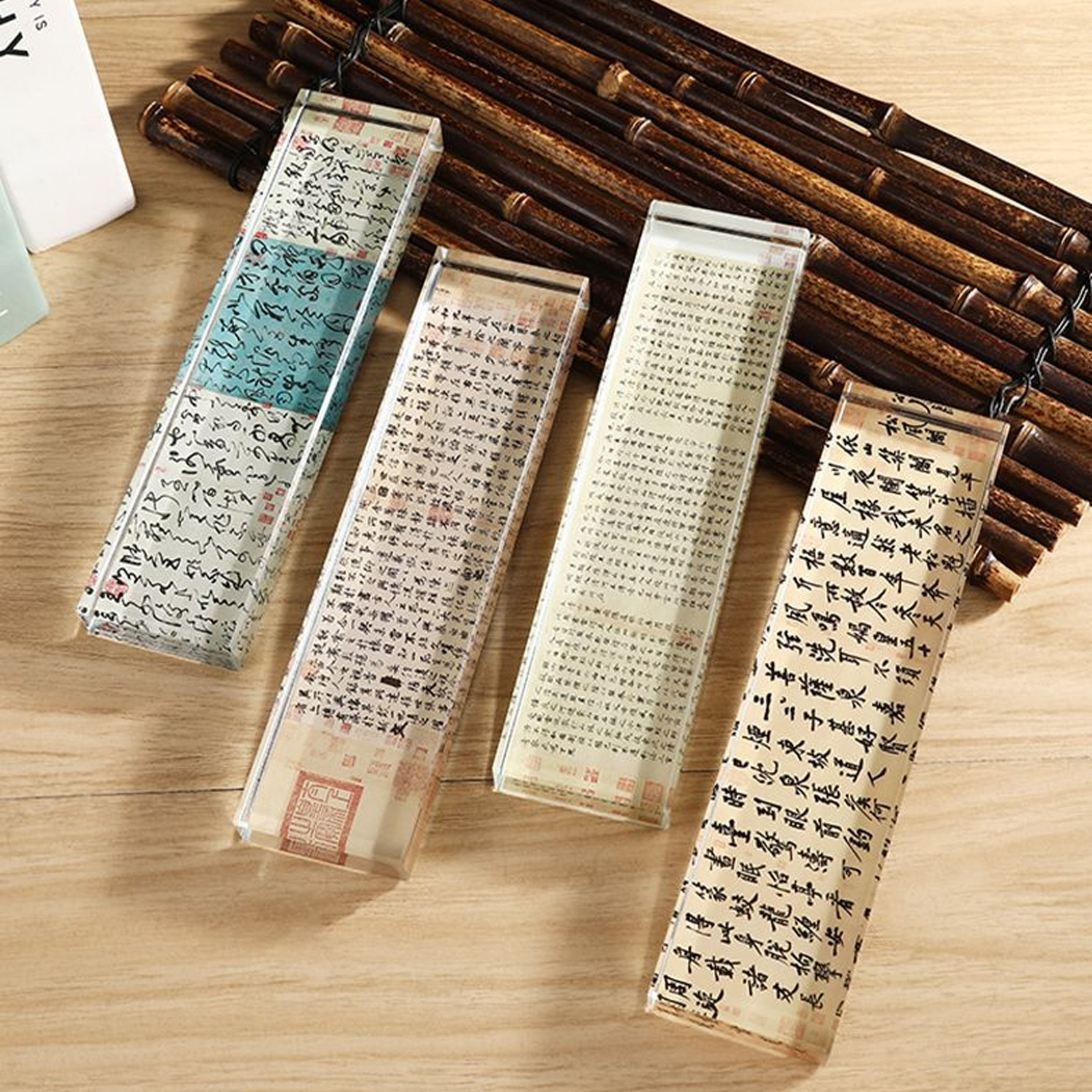 Chinese Calligraphy Crystal Paperweight
