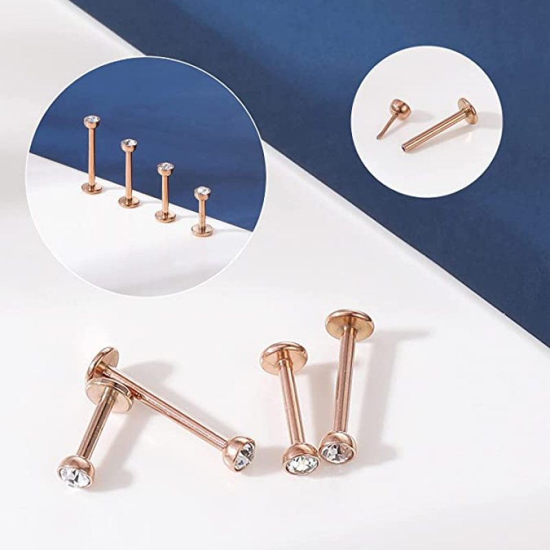 12Pcs/lot 16G Stainless Steel Lip Studs 2-4mm CZ Labret Lip Piercing Jewelry - Picture 18 of 25