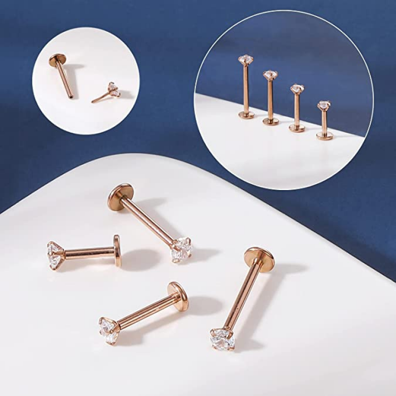 12Pcs/lot 16G Stainless Steel Lip Studs 2-4mm CZ Labret Lip Piercing Jewelry - Picture 16 of 25