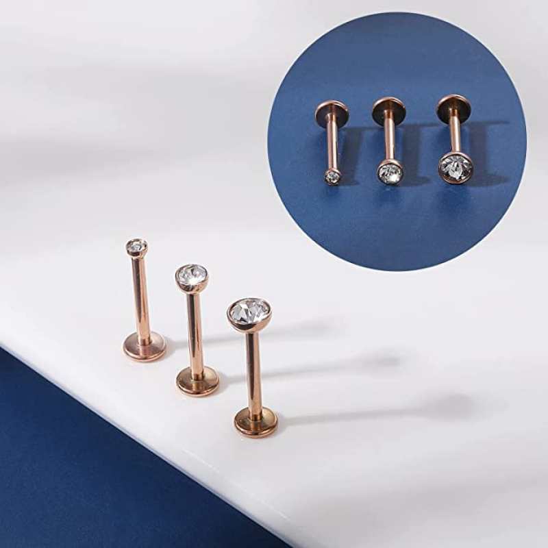 12Pcs/lot 16G Stainless Steel Lip Studs 2-4mm CZ Labret Lip Piercing Jewelry - Picture 19 of 25