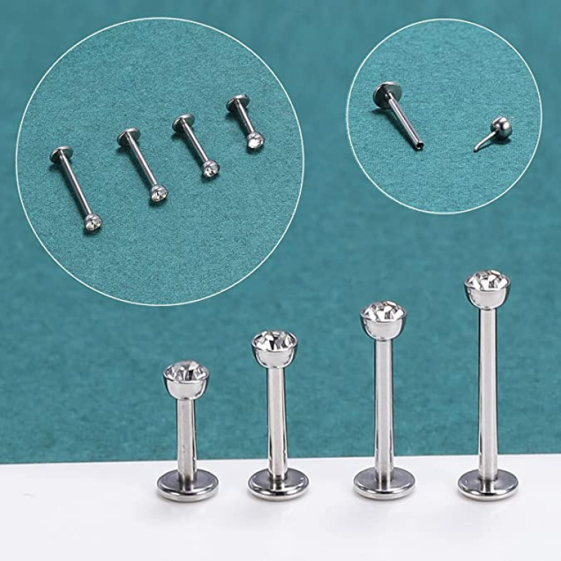 12Pcs/lot 16G Stainless Steel Lip Studs 2-4mm CZ Labret Lip Piercing Jewelry - Picture 22 of 25