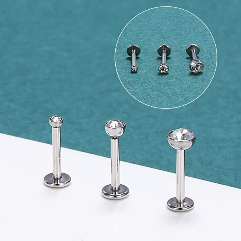 12Pcs/lot 16G Stainless Steel Lip Studs 2-4mm CZ Labret Lip Piercing Jewelry - Picture 23 of 25
