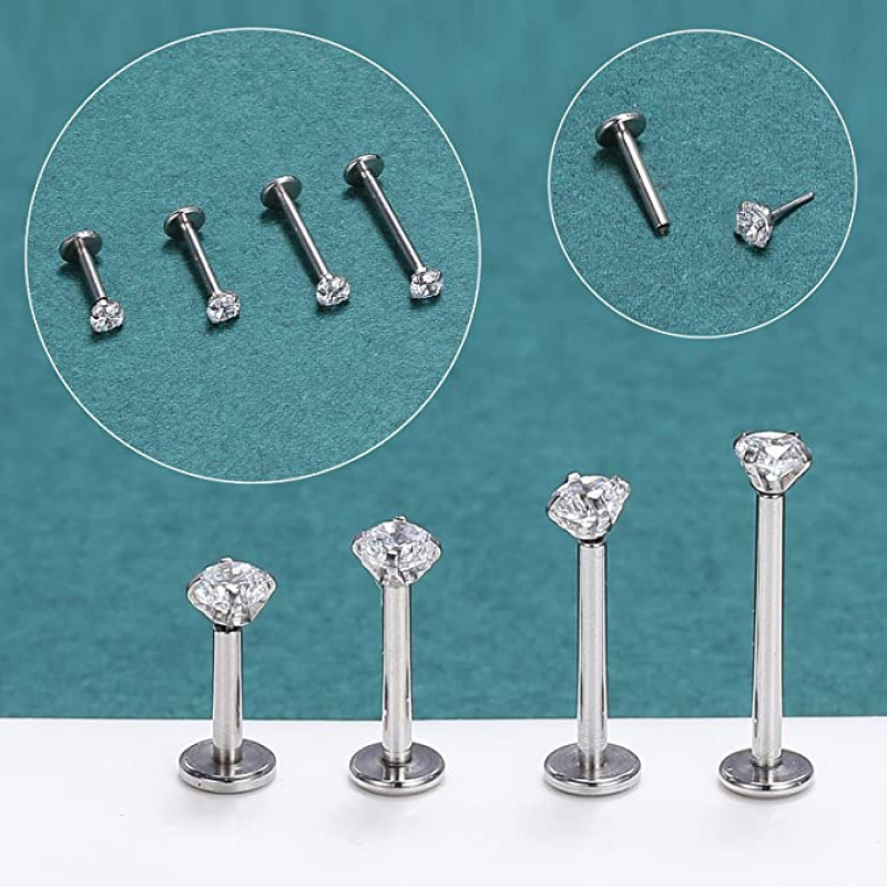 12Pcs/lot 16G Stainless Steel Lip Studs 2-4mm CZ Labret Lip Piercing Jewelry - Picture 24 of 25