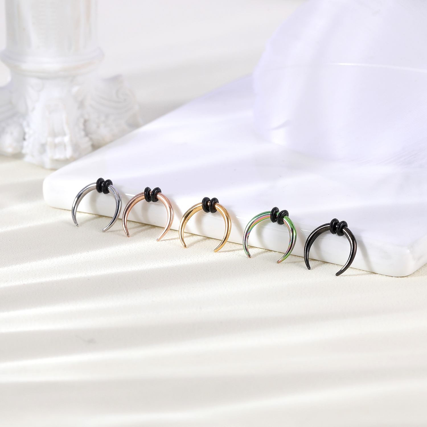 Longita 20g Horseshoe Nose Ring Double Gem Horse Shoe Nose Ring