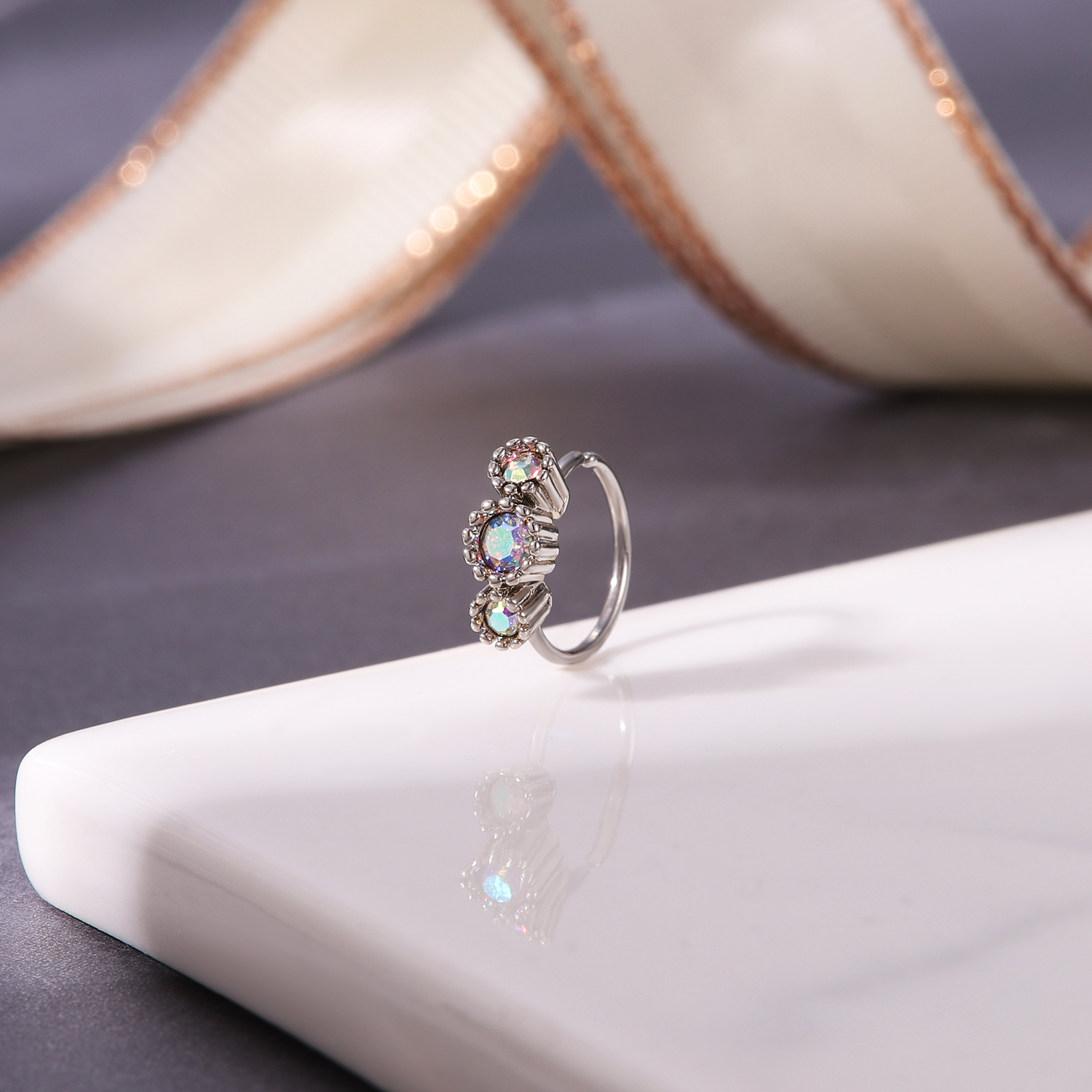 23Pcs/Set 20G Nose Ring Hoop Stainless Steel CZ Opal Nostril Piercing Jewelry - Picture 26 of 53