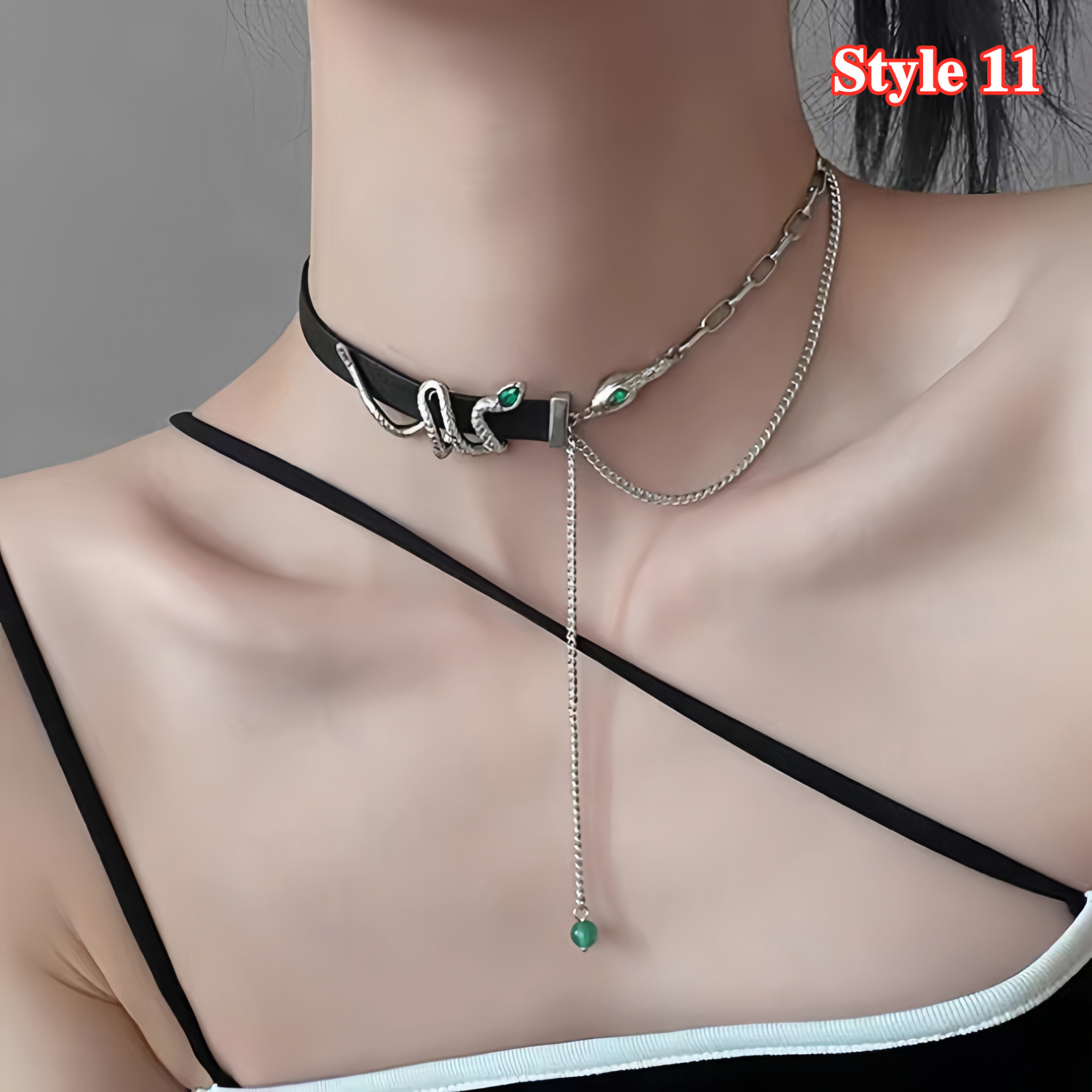 Adjustable Black Choker Necklace Leather Pearl Velvet Choker Gothic Collar Chain