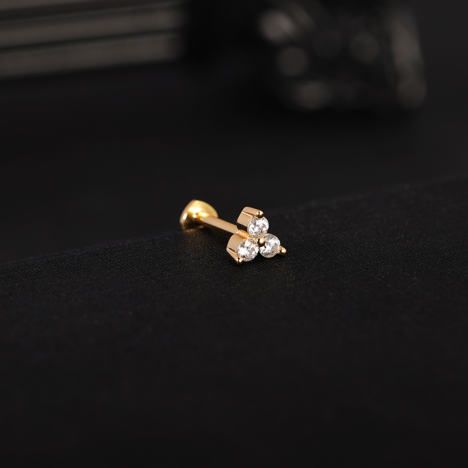 16G 925 Sterling Silver Labret Stud – Opal CZ Lip Ring – Threadless Push-in – Helix Conch Tragus Piercing