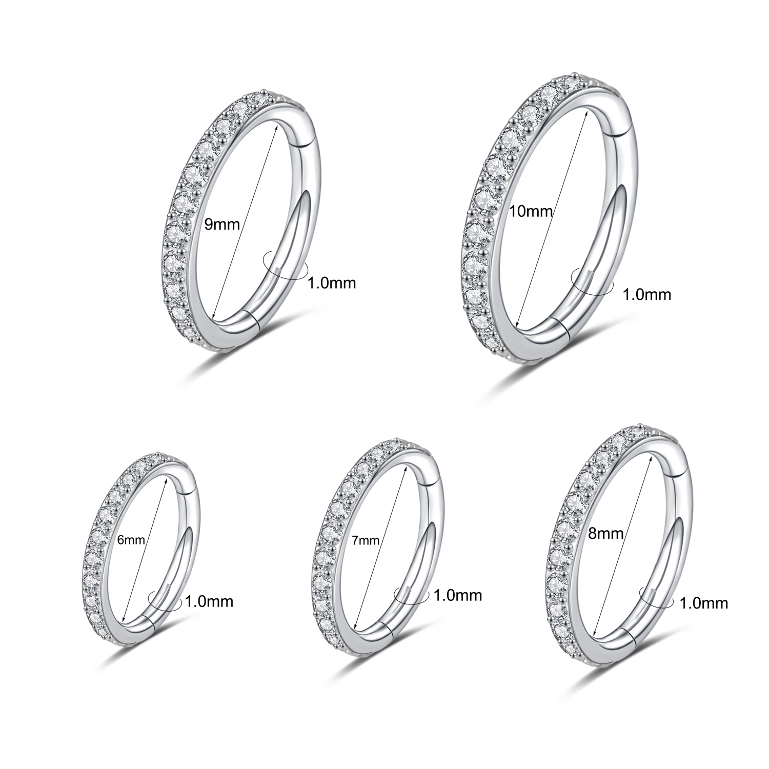 1 Pc Stainless Steel Nose Ring CZ Cartilage Tragus Helix Earring Septum Piercing - Picture 15 of 17