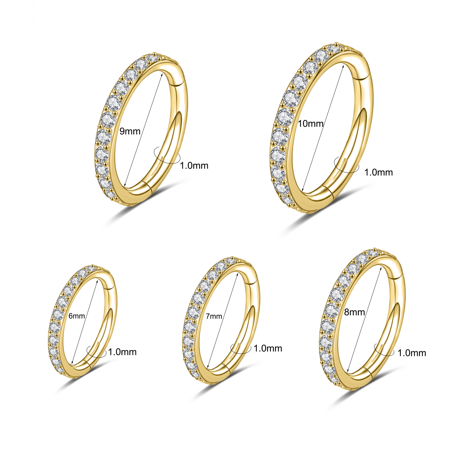 1 Pc Stainless Steel Nose Ring CZ Cartilage Tragus Helix Earring Septum Piercing - Picture 17 of 17