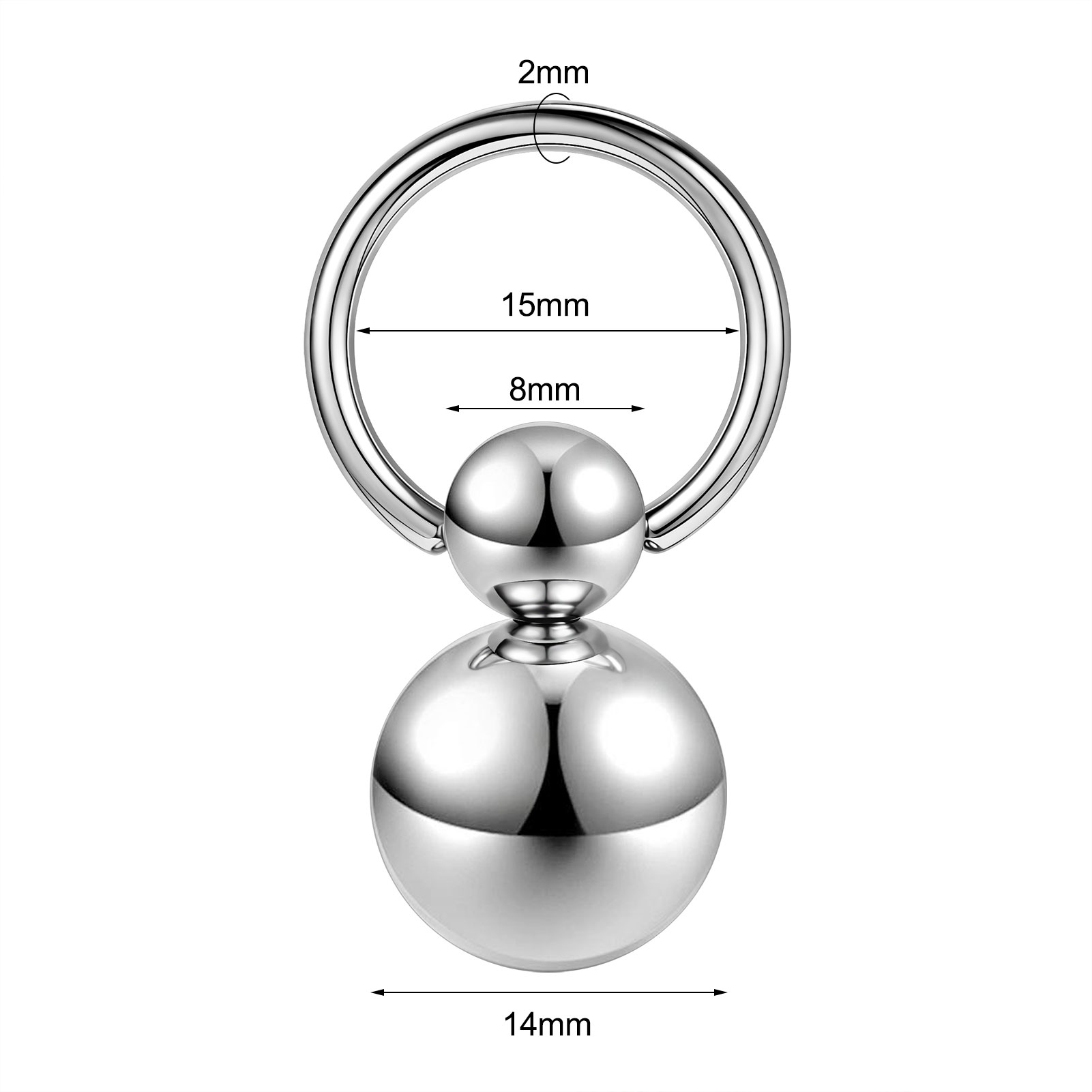 12g/14g Chirurgenstahl Brocken CBR Ring PA oder Guiche Körper Piercing Bondage Schmuck - Bild 14 von 16