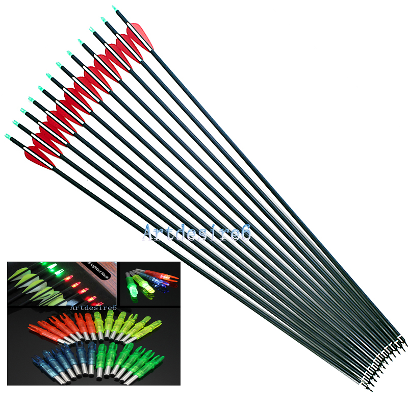 12PCS 30/" 80cm Carbon Shaft Arrows Spine 340 Archery F Compound bow Hunting