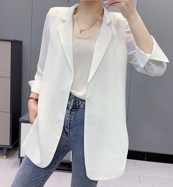 Cardigan donna estate coreano sottile sciolto mezza lunghezza cappotto manica divisa - Foto 11 di 15