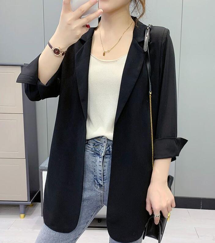 Cardigan donna estate coreano sottile sciolto mezza lunghezza cappotto manica divisa - Foto 13 di 15