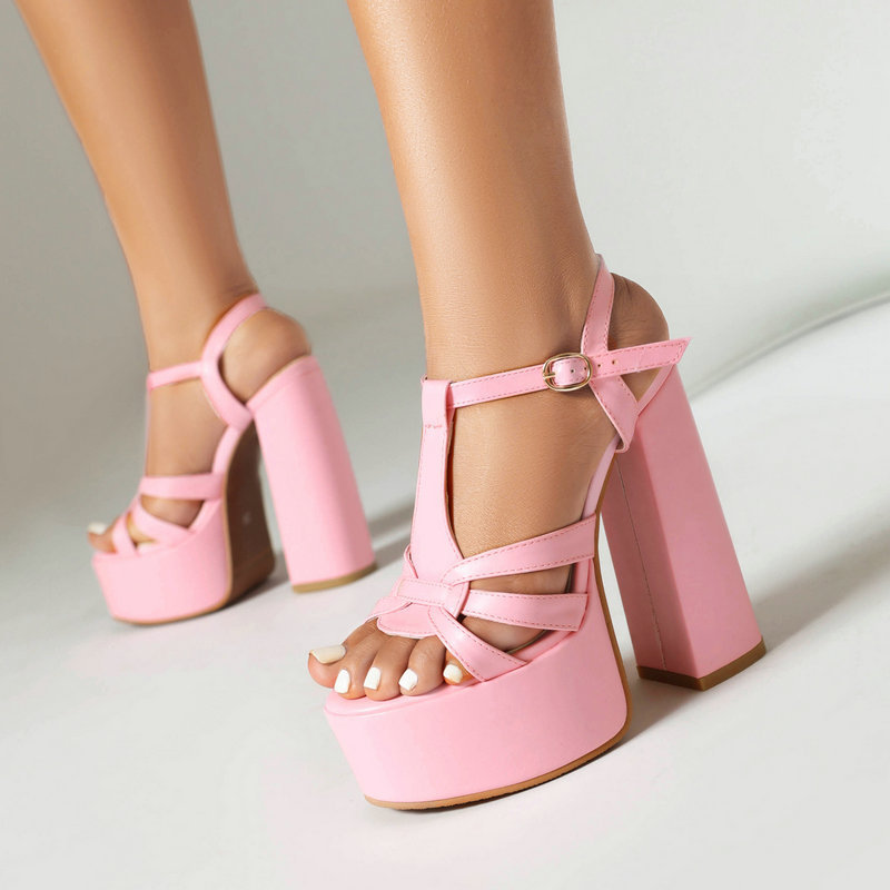14cm Women’s Open Toe Ultra-High Heel Waterproof Platform Thick Bottom Sandals