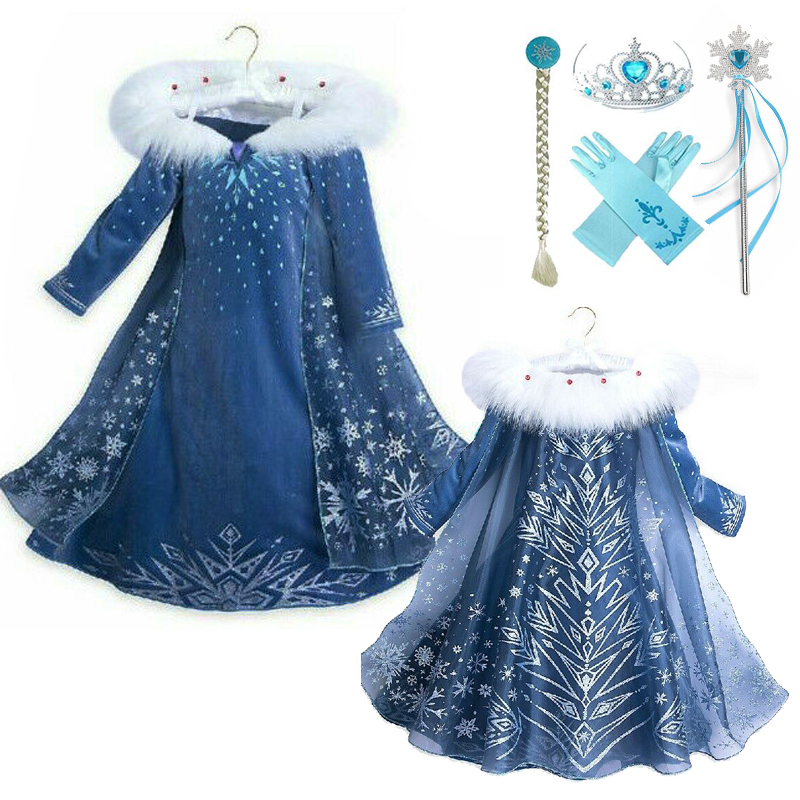 Mädchen Kinder Elsa Schnee Kleid Frozen 2 Prinzessin