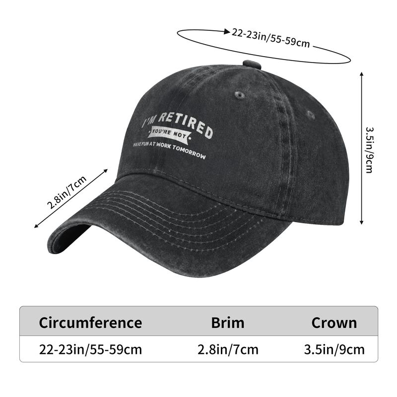 I'M RETIRED Funny Graphic Baseball Cap Unisex Washed Adjustable
