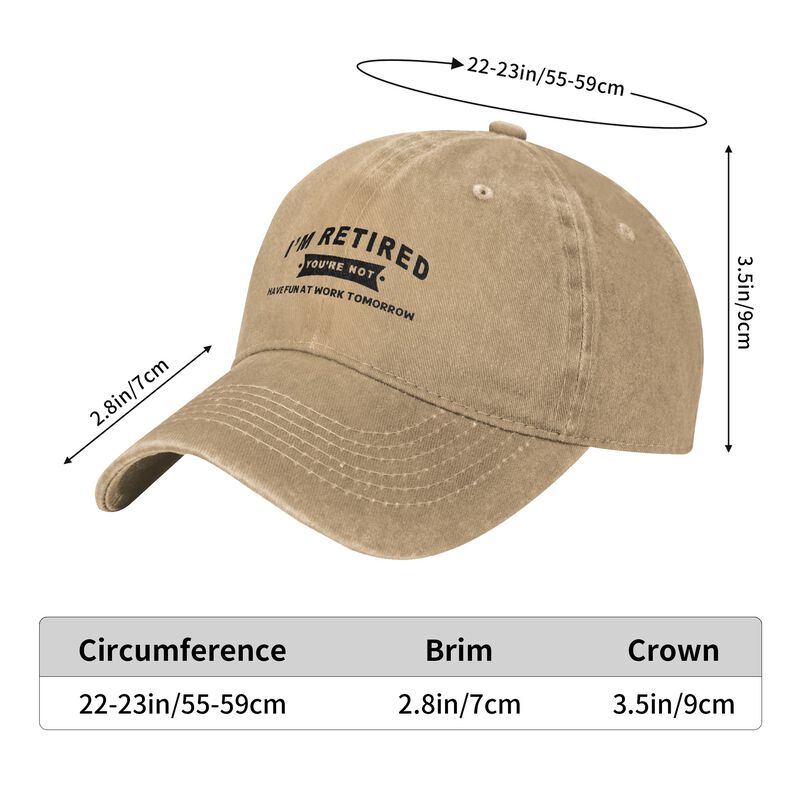I'M RETIRED Funny Graphic Baseball Cap Unisex Washed Adjustable