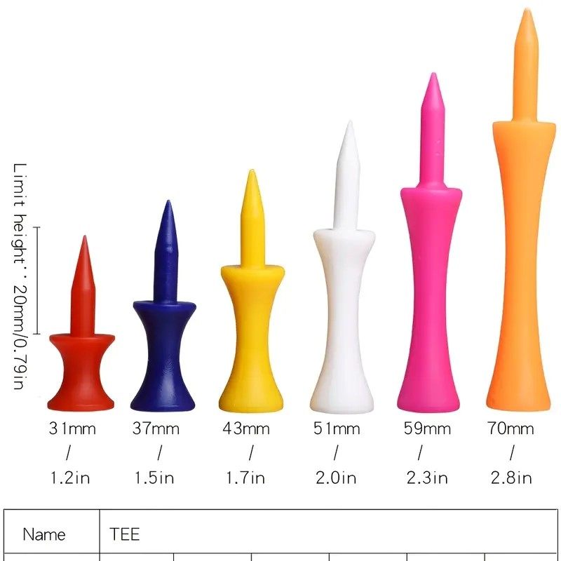 Plastic Golf Tees Castle Step Down Unbreakable 31/37/43/51/59/70mm Practice 60X - Picture 26 of 26