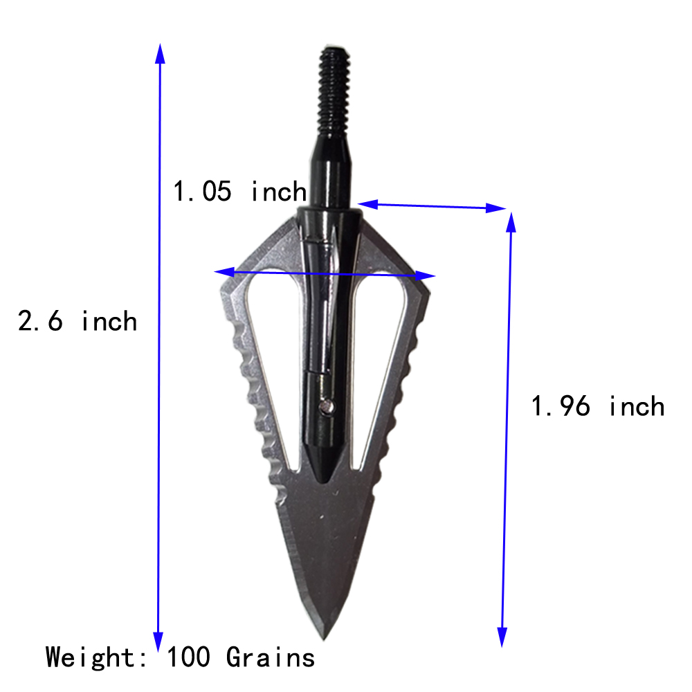 Archery Hunting Arrowheads 100 Grain Blade Broadheads Screw Points Bow Shooting - Picture 17 of 17