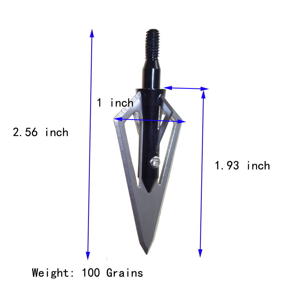 Archery Hunting Arrowheads 100 Grain Blade Broadheads Screw Points Bow Shooting - Picture 16 of 17