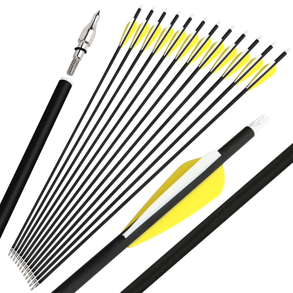 30" Carbon Arrows Vanes SP500 Archery Outdoor Recurve Bow Tips Shooting Hunting - Picture 19 of 19