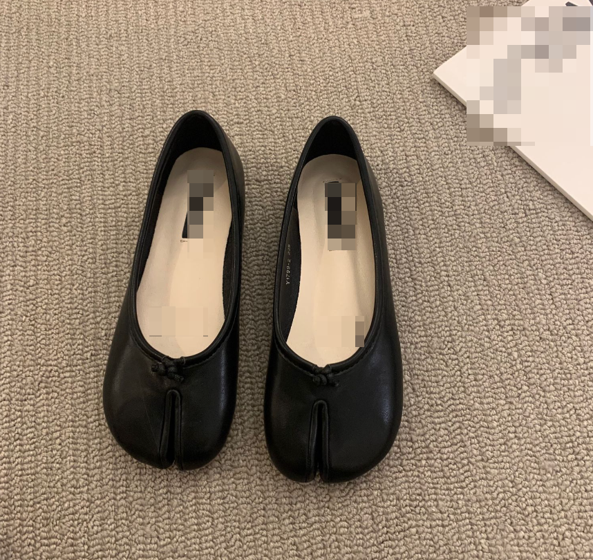 Zapatos de cancha de ballet de tacón medio con pajarita de cuero sintético de moda para mujer Tabi - Imagen 24 de 29