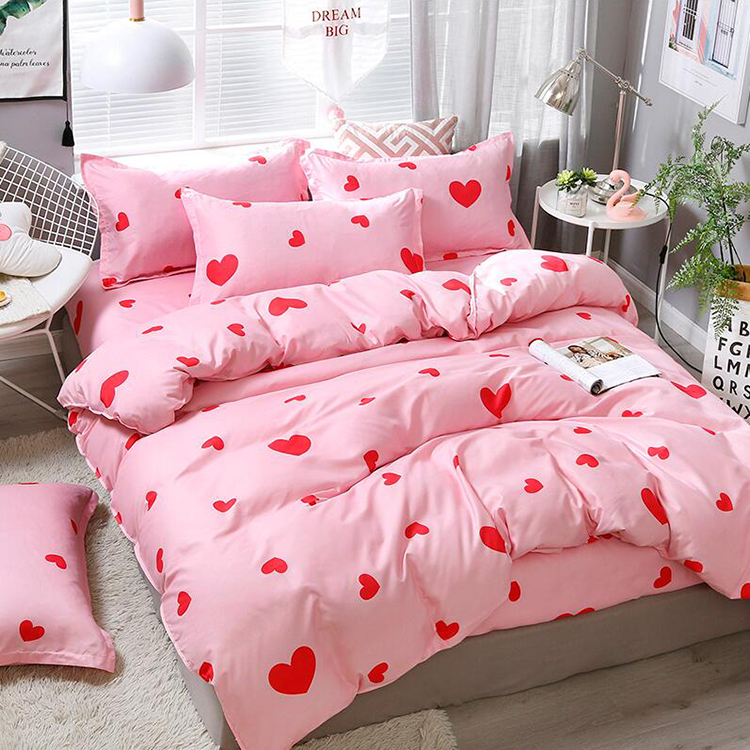 Hart Print Pink Bedding Set Duvet Quilt Cover Sheet Pillow Case