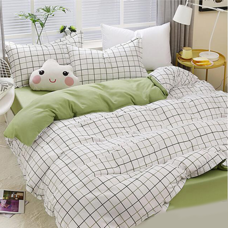 Grid White Comfort Bedding Set Duvet Quilt Cover Sheet Pillow Case Four Piece Ebay