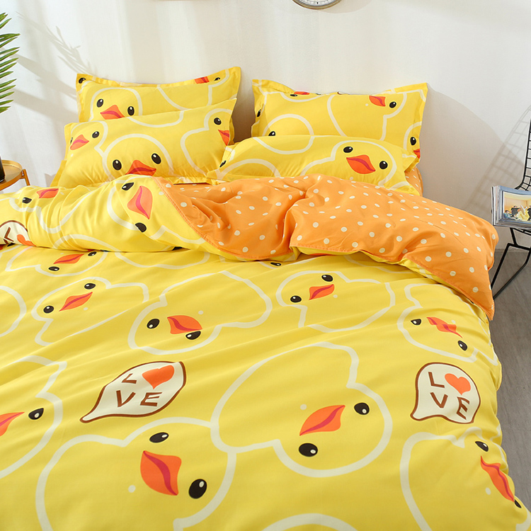 Duck Print Yellow Bedding Set Duvet Quilt Cover Sheet Pillow Case